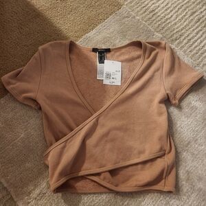 Forever 21 Tan Colored Short Sleeves Crop Top Brand Nwq With Tags Size M/L
